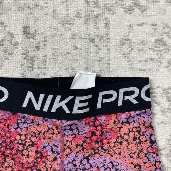 Nike Dri Fit Pro Shorts Floral Girls Compression Gym Athletic Shorts Size Medium - Picture 2 of 5